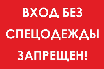 И39 вход без спецодежды запрещен! (пленка, 300х400 мм) - Знаки безопасности - Знаки и таблички для строительных площадок - Магазин охраны труда ИЗО Стиль